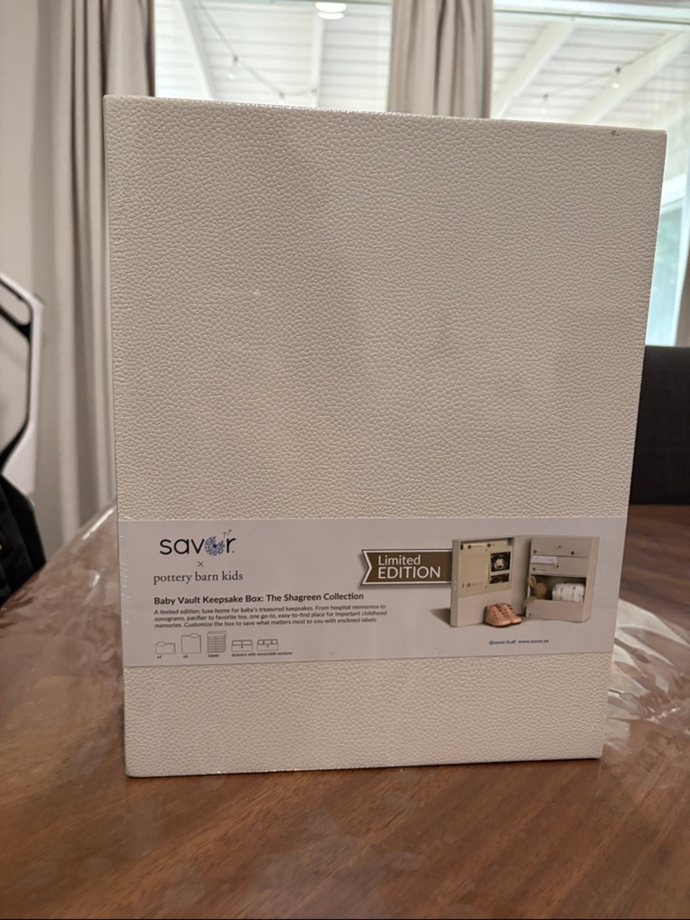 Pottery Barn Kids x Savor Exclusive Baby Vault Box Shagreen Keepsake Box Ivory